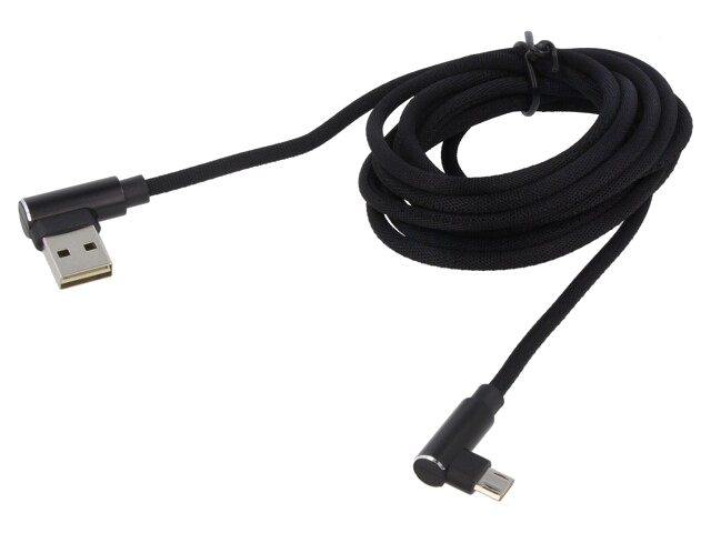 Kabel; USB 2.0; 2m; zwart; 480Mbps; textiel; 2,4A Kabel; USB 2.0; 2m; zwart; 480Mbps; textiel; 2,4A